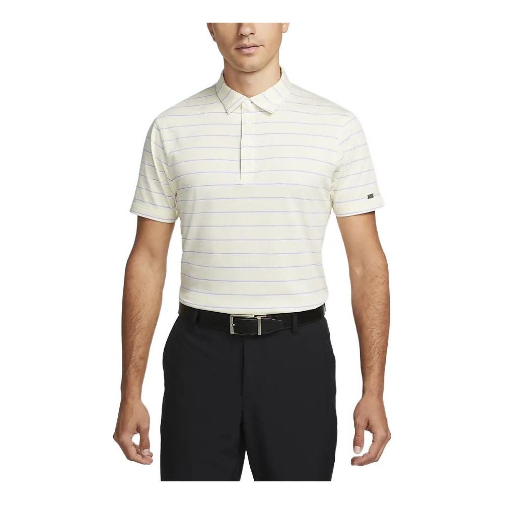 Men's Nike Dri-FIT Stripe Breathable Lapel Short Sleeve Beige Polo Shirt DH0892-113