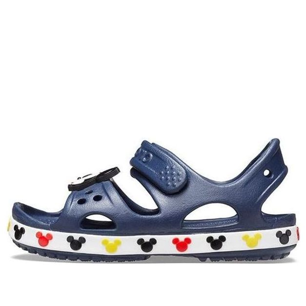 (PS) Crocs Funny Mickey Velcro Outdoor Open Toe Flat Heel Sports Deep Blue Sandals 206171-410