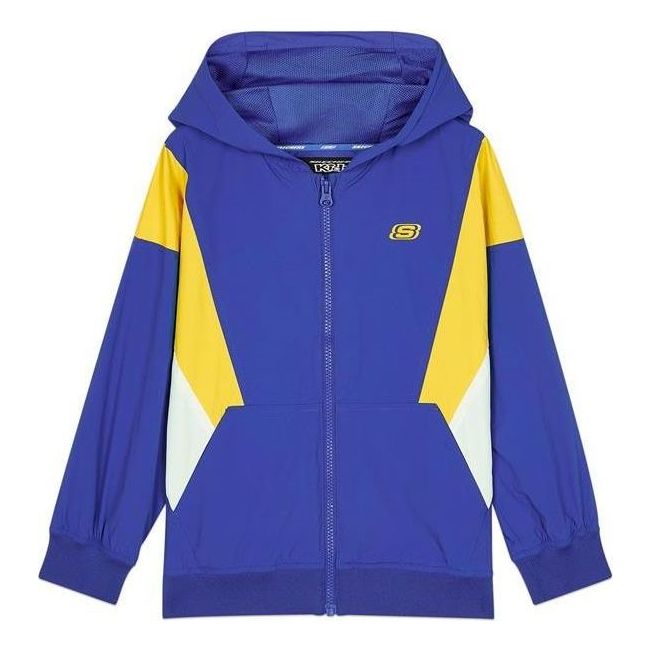 (GS) Skechers Casual Woven Full-Zip Jacket 'Blue White Yellow Orange Black' L121B041
