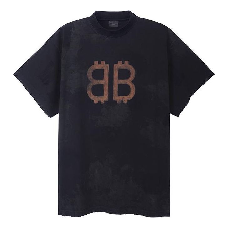 Balenciaga Crypto T-shirt Oversized 'Black Faded' 739028TOVN81055