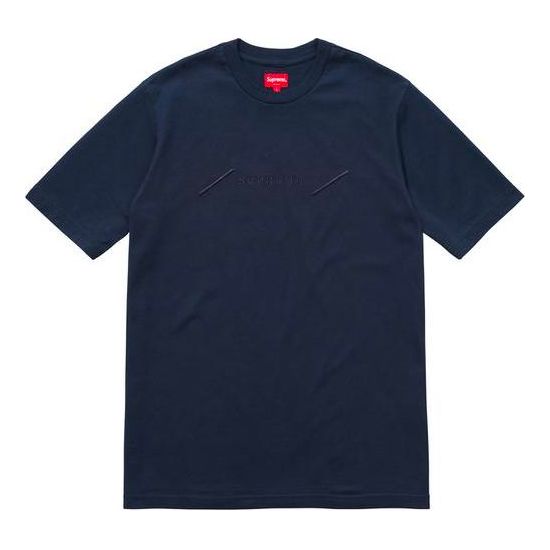 Supreme SS18 Tonal Embroidery Top Navy Tee SUP-SS18-332