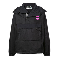 Men's Off-White Logo Pullover Hooded Jacket Loose Fit Black OMEA167R19C050211000