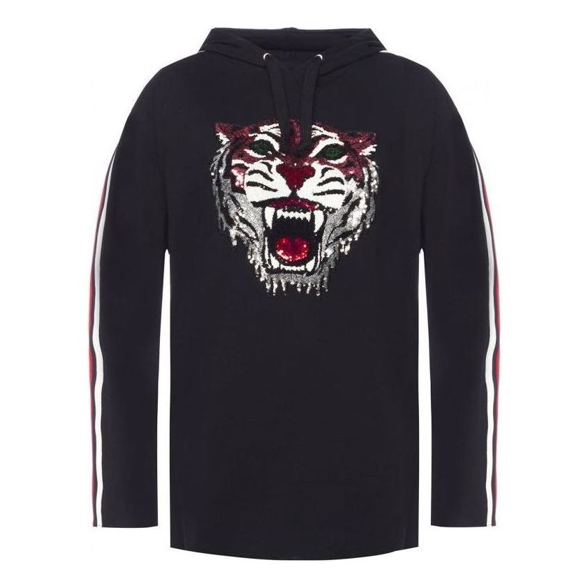 (WMNS) Gucci Sequin Tiger Hooded Sweatshirt 'Black' 502152-X9P60-1082