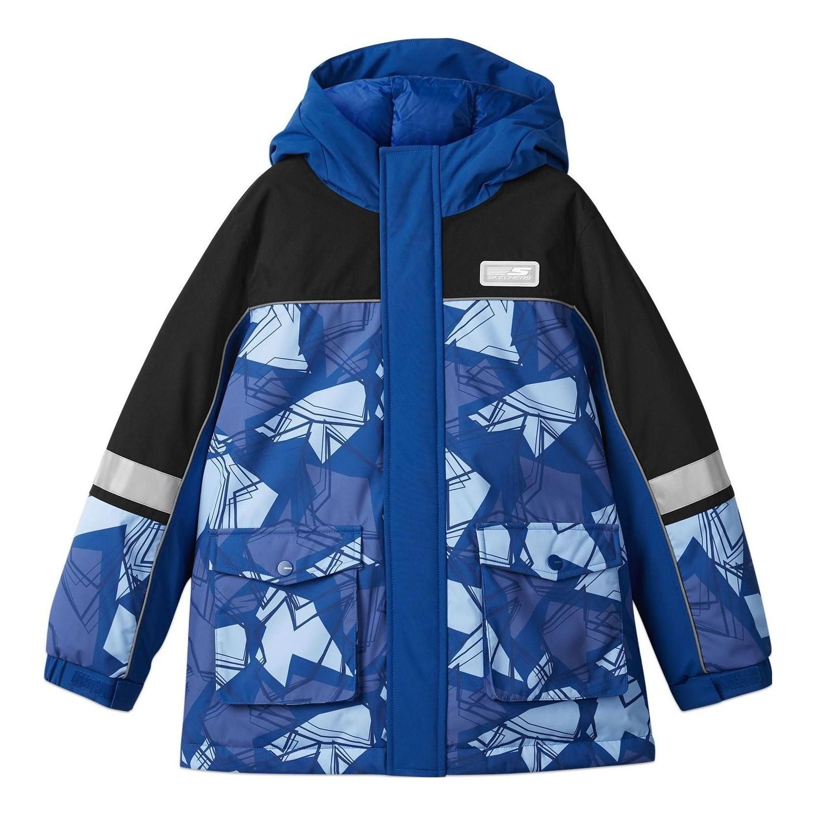 (GS) Skechers SKX Hooded Down Jacket 'Blue White Black' P423B037-0022