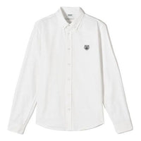 Men's KENZO SS21 Embroidered Small Tiger Head Casual Slim Fit Long Sleeves Cardigan White Shirt F765CH4001LD-01