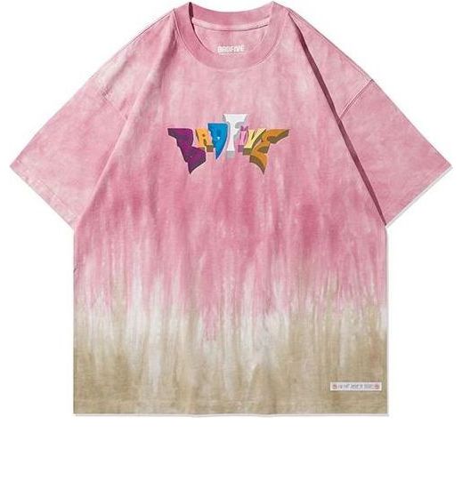 (WMNS) Li-Ning BadFive Tie Dye Graphics Loose Fit T-shirt 'Pink Brown' AHSR482-1