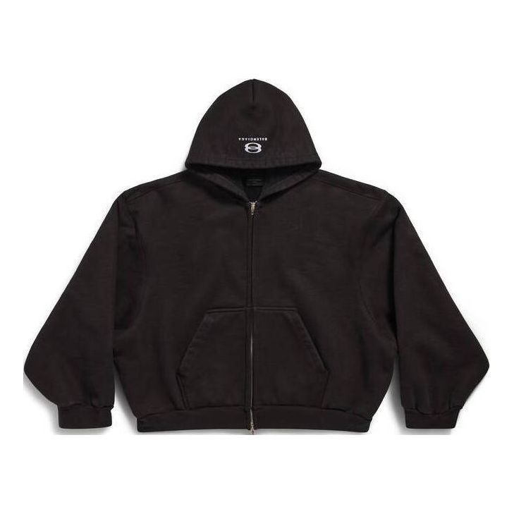(WMNS) Balenciaga Unity Sports Icon Boxy Zip-up Hoodie Large Fit 'Black' 787354TQVD59034