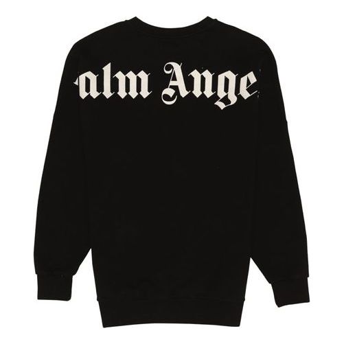 Men's PALM ANGELS Logo Over Sweatshirt Logo Pullover Black PMBA021E194410021001