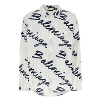 Balenciaga Scribble Logo Short Sleeve Minimal Shirt 'White Navy' 681812TOLE99167