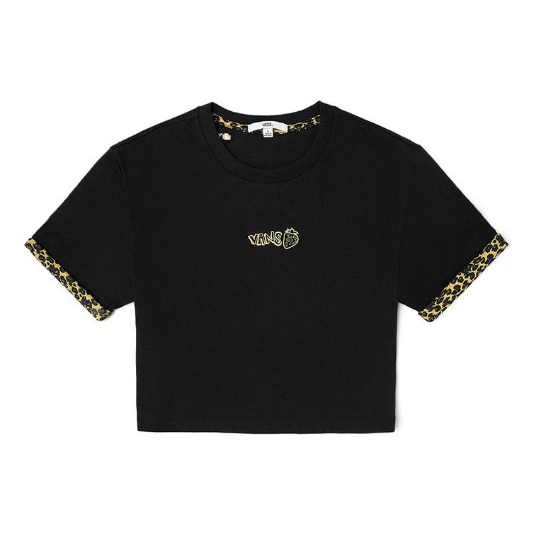 (WMNS) Vans x Cher Strauberry Crossover Leopard print Printing Casual Breathable Short Sleeve Black VN0A5JO2BLK
