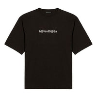 Men's Balenciaga Symbolic Round Neck Alphabet Printing Short Sleeve Black 620969TIV501070