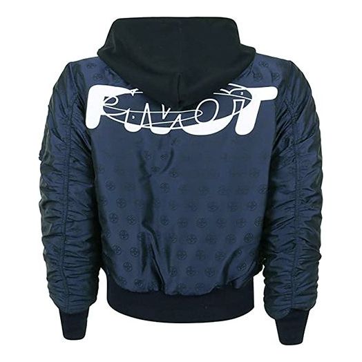 Off-White Reversible hooded aviator Jacket Navy Blue OMEH014E20FAB0014501