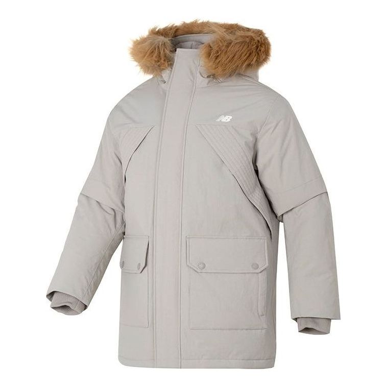 New Balance Warm Hooded Down Jacket Asia Sizing 'Grey Brown' AMJ34323-SEN