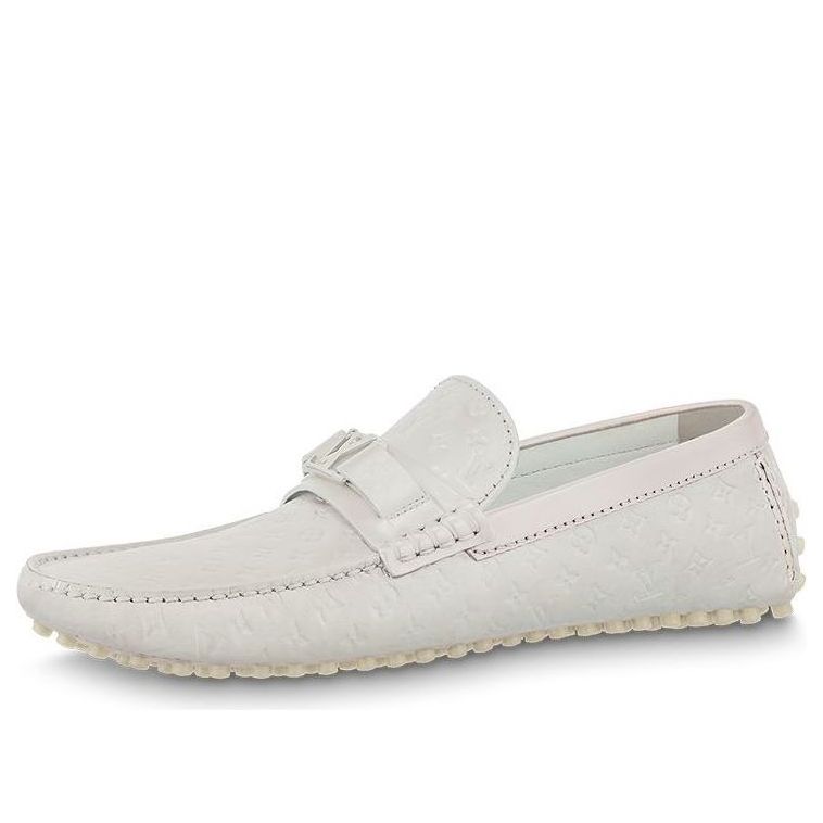 LOUIS VUITTON Hockenheim Moccasin Shoes 'White Minimonogram' 1ABM3T