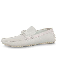 LOUIS VUITTON Hockenheim Moccasin Shoes 'White Minimonogram' 1ABM3T