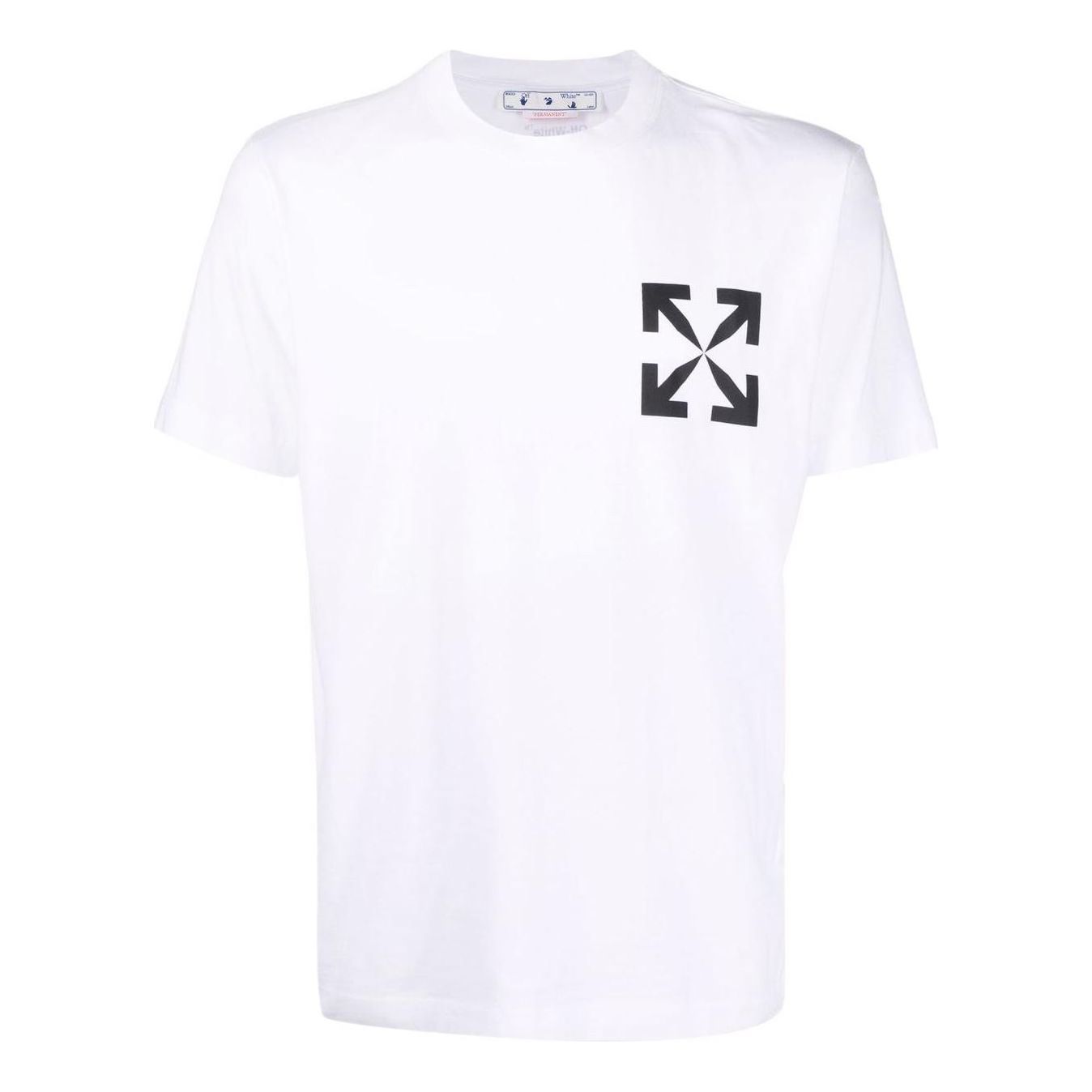 Men's Off-White Arrow Pattern Cotton Short Sleeve White T-Shirt OMAA027C99JER002
