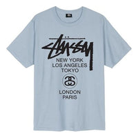 Stussy World Tour Tee Classic Short Sleeve Unisex Gray Blue 3903514-SLATE