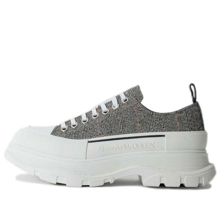 (WMNS) Alexander McQueen Tread Slick Plaid Lace-Up Sneakers 'Black White' 652757W4PE11071