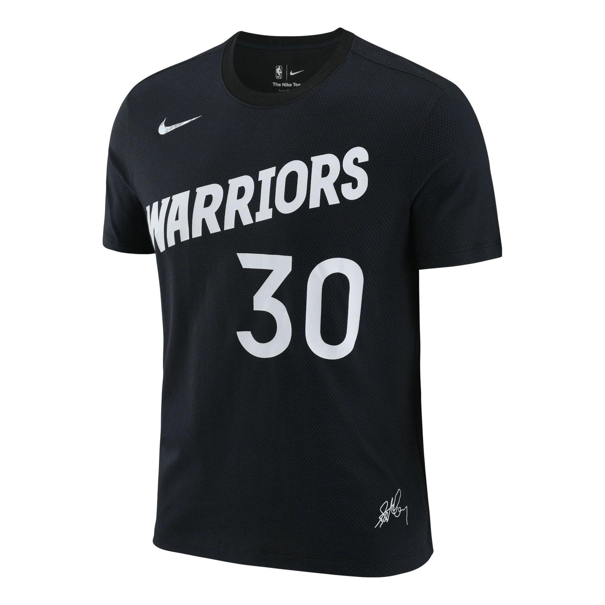Men's Nike Alphabet Numeric Printing Round Neck Pullover Short Sleeve Golden State Warriors Curry 30 Black T-Shirt DM0407-010