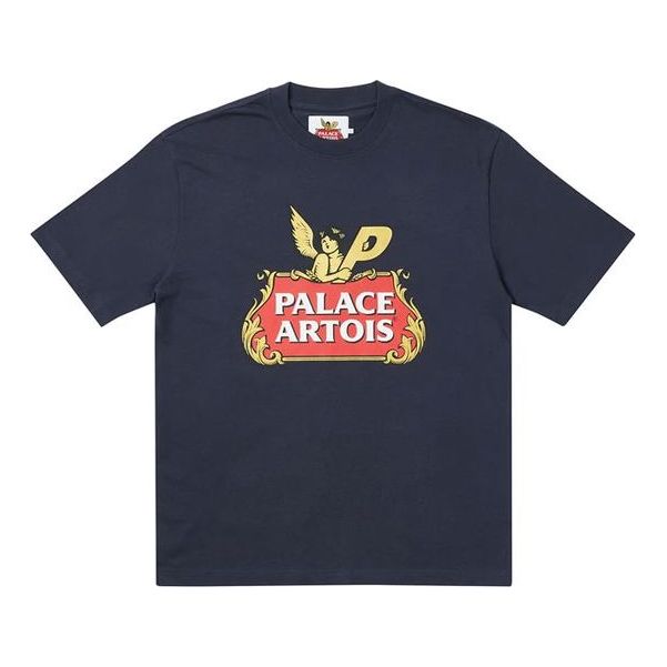 PALACE x Stella Artois Crossover Logo Pattern Short Sleeve Unisex Navy Blue PAL-SS21-19