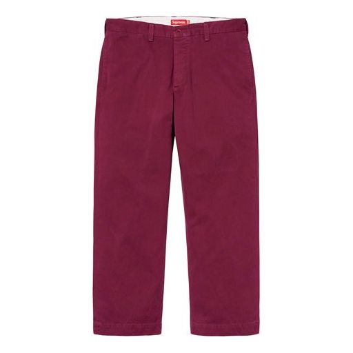 Supreme FW19 Week 7 Crown Chino Pant Pocket Logo Casual Long Pants/Trousers Purple Red SUP-FW19-687