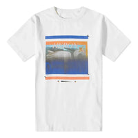 HERON PRESTON SS23 Misprinted Heron T-shirt 'White Navy' HMAA032S23JER0060146