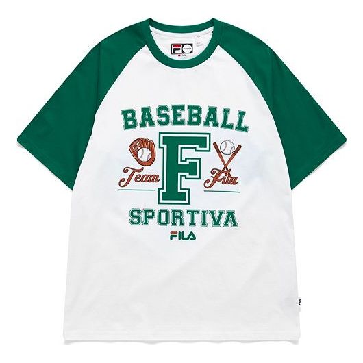 FILA FUSION Contrasting Colors raglan sleeve Sports Short Sleeve Green T11M122101F-DG