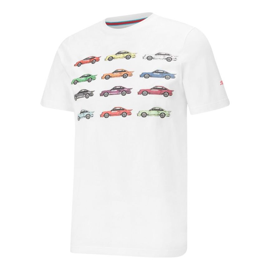 PUMA Pl Statement Tee Athleisure Casual Sports Small Car Pattern Short Sleeve White 599721-08