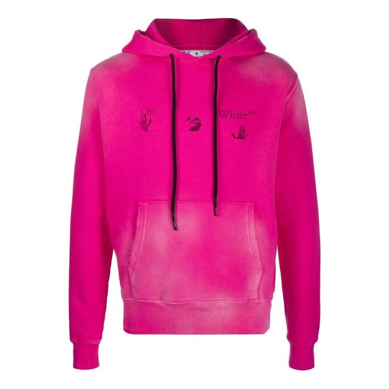 Off-White FW20 Bleach Logo Hooded Sweater Peach Pink OMBB034F20FAB0013210