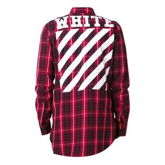 Off-White C O Virgil Abloh Back Diagonal Stripes Shirt 'Black Red' OMGA005S160860049901