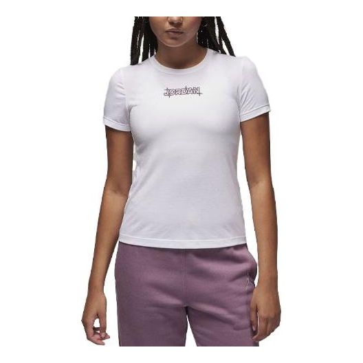 (WMNS) Air Jordan Slim Graphic T-Shirt 'White Mauve' FD7241-100