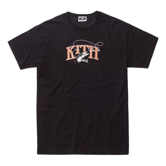 KITH Tight Lines Funny Printing Short Sleeve Unisex Black KH3378-100