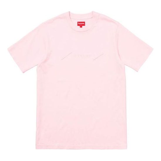 Supreme SS18 Tonal Embroidery Top Light Pink Tee SUP-SS18-330