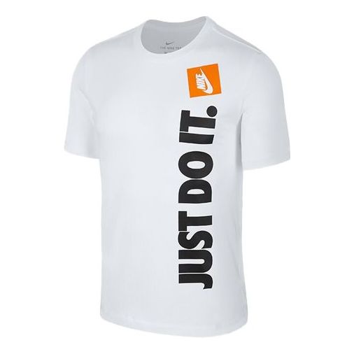 Nike Just Do It Alphabet Logo Printing Short Sleeve White AV9987-100