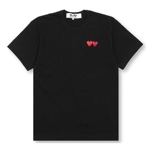 (WMNS) COMME des GARCONS PLAY Double Hearts Logo Tee 'Black' AZ-T225-051-3-1
