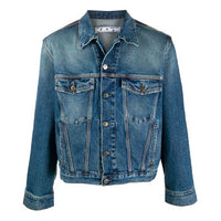 Off-White Pattern Printing Denim Jacket Loose Fit Blue OMYE062F20DEN0014745