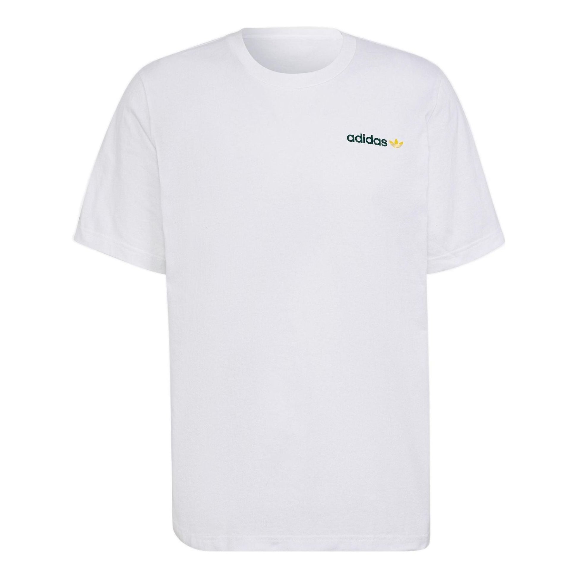 Men's adidas originals Back Sailboat Pattern Alphabet Printing Loose Round Neck Short Sleeve White T-Shirt HR7906