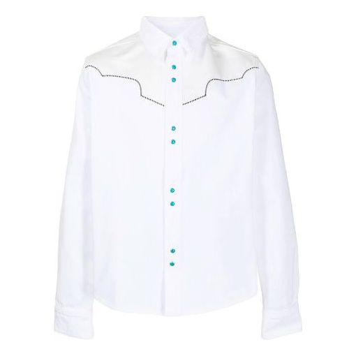 Off-White SS21 Patchwork Print Shirt White OMYD025R21DEN0030101