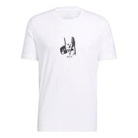 Men's adidas Alphabet Printing Golf Sports Short Sleeve Japanese Version White T-Shirt H59053