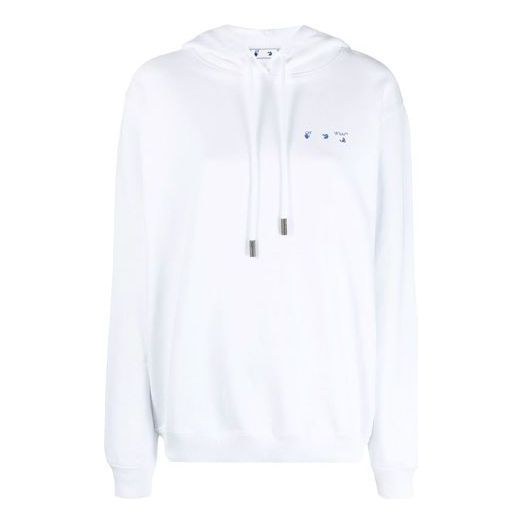 (WMNS) Off-White SS21 Flower Arrows Logo Embroidered Hoodie Loose Fit White OWBB035S21JER0010145