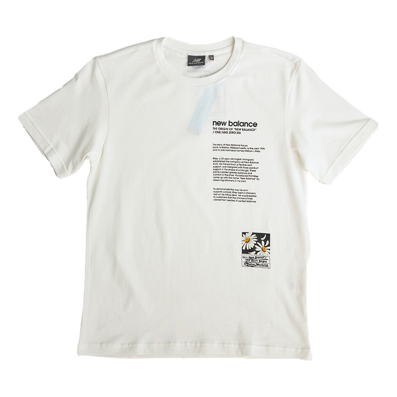 (WMNS) New Balance daisy Printing Loose Short Sleeve White NEA38023-WT