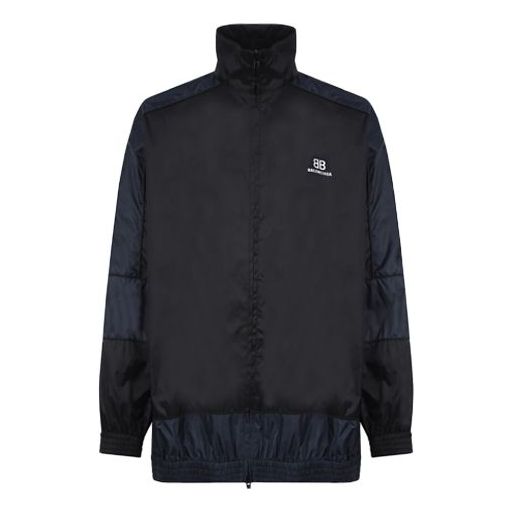 Balenciaga BB Patchwork Nylon Full-Zip Windbreaker 'Navy Black' 623019TIO544100