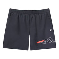 (WMNS) FILA Alphabet Logo Printing Knit Breathable Sports Shorts Navy Blue F61W024851F-NV