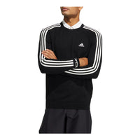 Men's adidas 3st Cn Sweater Stripe Logo Printing Pullover Round Neck Long Sleeves Black HG8316
