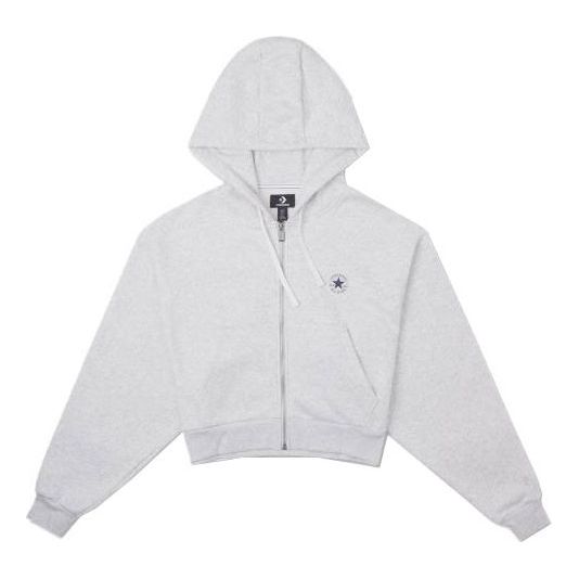 (WMNS) Converse Retro Chuck Full Zip Hoodie Asia Sizing 'Grey' 10025888-A02
