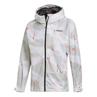 adidas Camo Rain J Outdoor Sports Hooded Jacket light grey FU0706