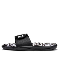 (WMNS) Under Armour Ignite 6 Graphic Footbed Slide 'Halo Grey Black' 3023767-105
