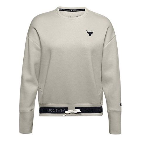 (WMNS) Under Armour Charged Fleece Round-neck Swea White 1357059-110