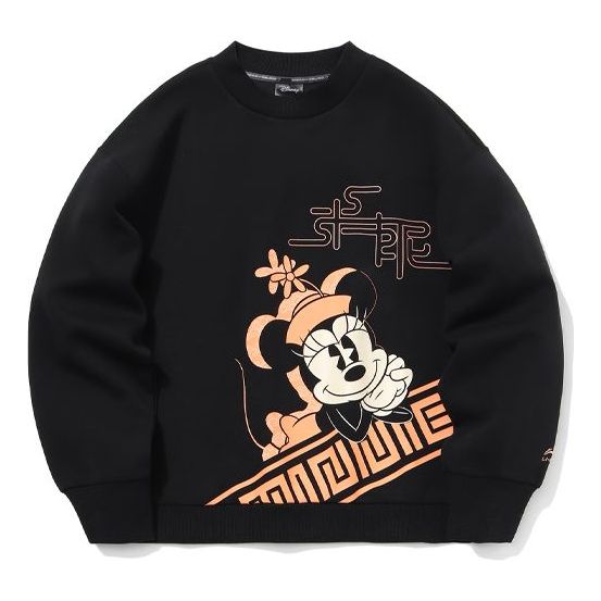 Li-Ning x Disney Crossover Sports Fashion Series Printing Loose Sports Round Neck Pullover Hoodie Black AWDQ584-3