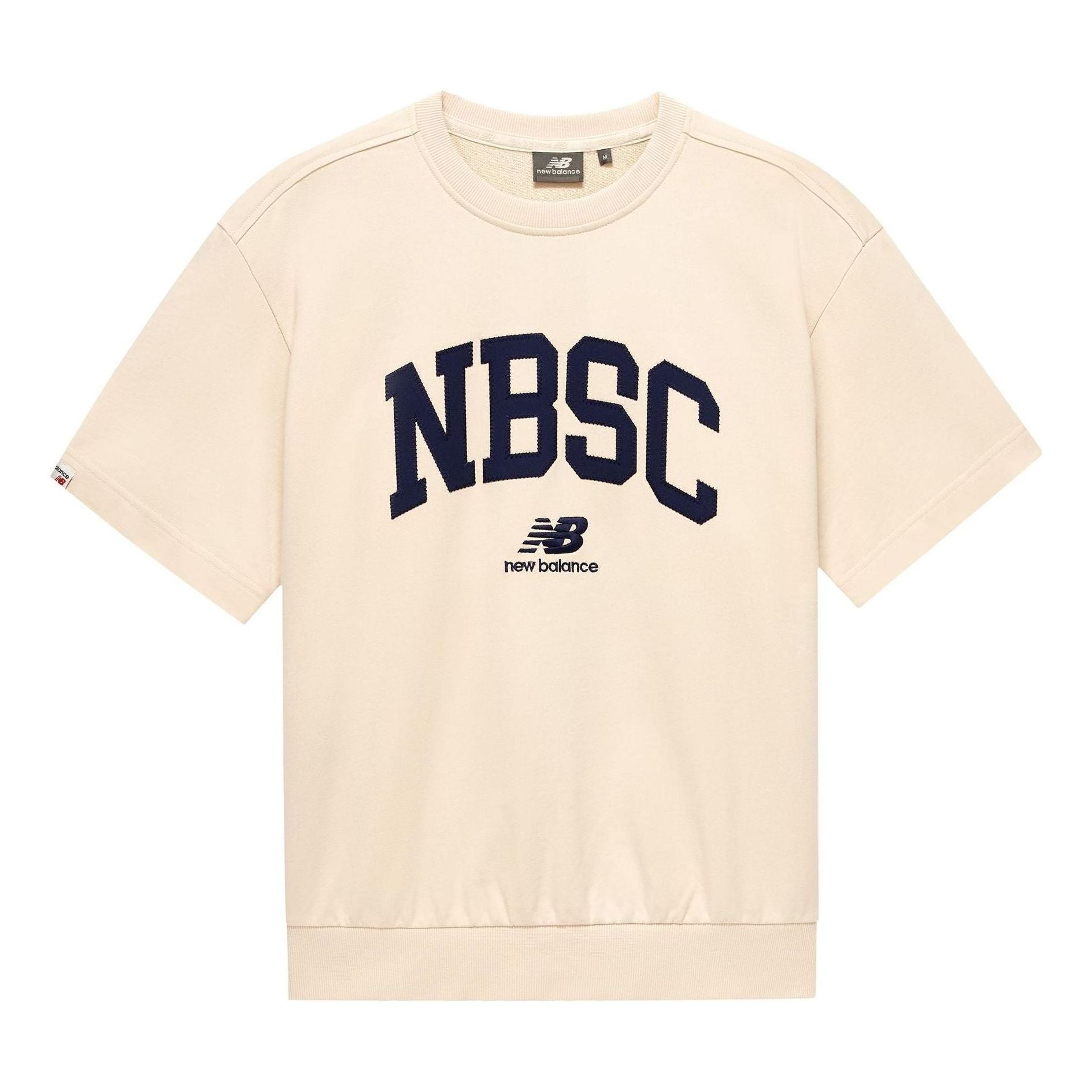 New Balance Logo T-Shirt Asia Sizing 'Beige Navy' 5CD25353-CRE